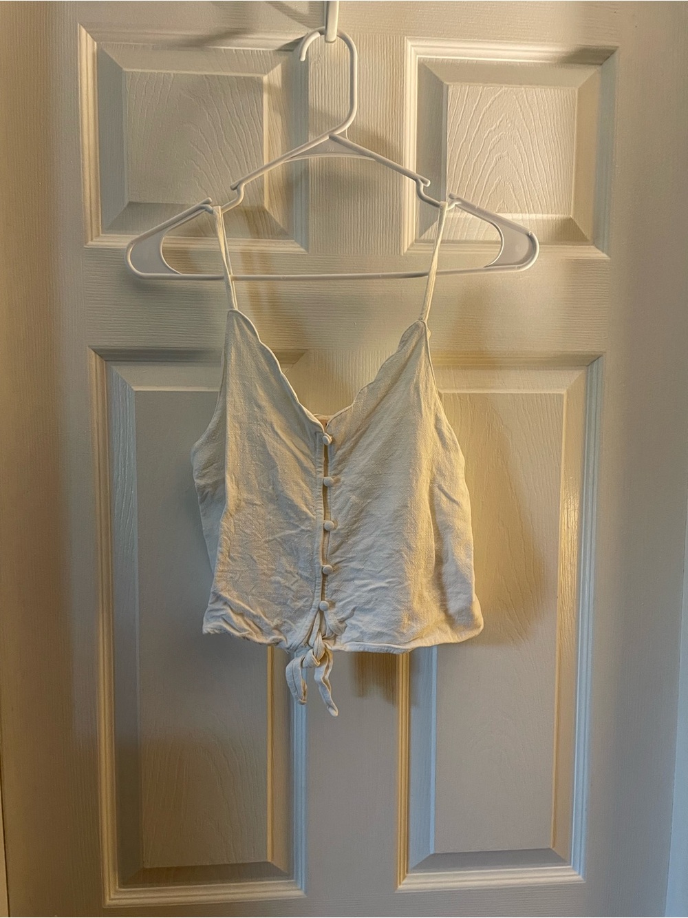 miami Cream Button-Tie Spaghetti Strap Cami